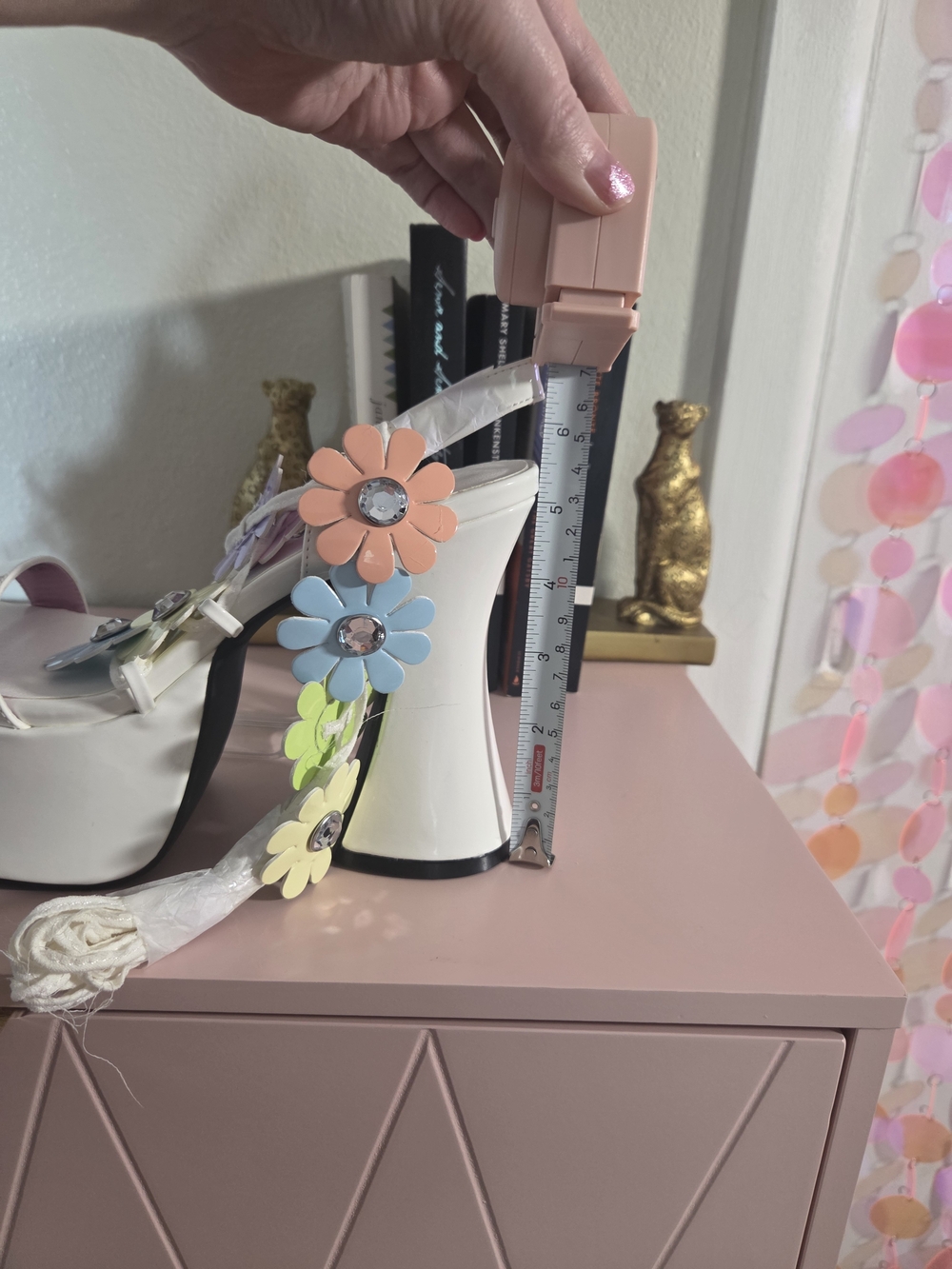 Sugar Thrillz White Patent Platform Heels with Pastel Flower Appliqués - Picture 7 of 8